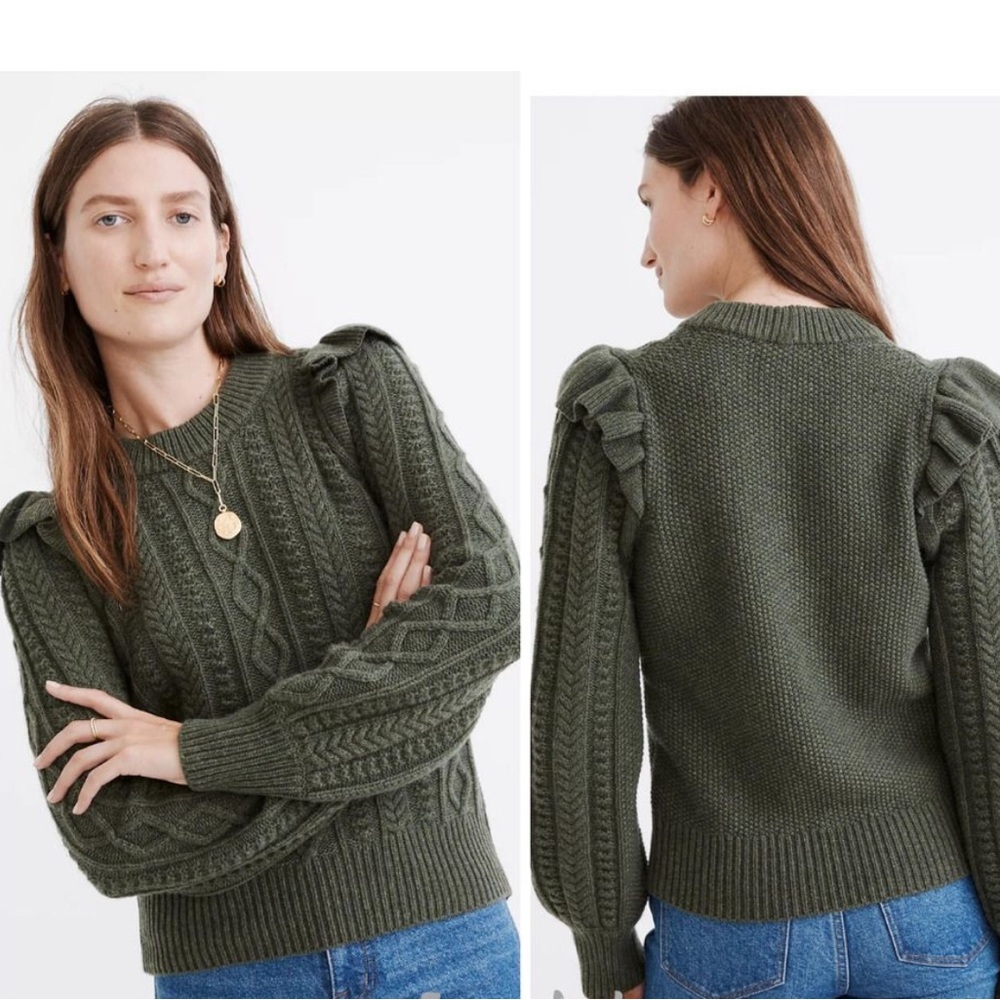 Madewell Hollydene Ruffle Sleeve Pullover Sweater